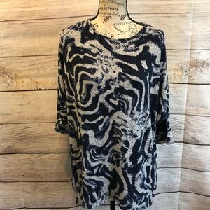 Clara Sun Woo Sweater Swirls of Blue 3/4 Sleeves Size XS